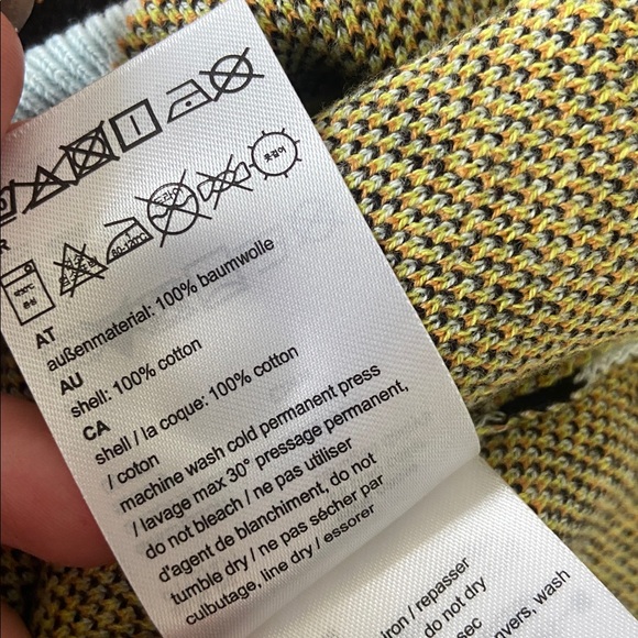 WESC short sleeve knit cardigan daisies polo collar button front blue orange M - Picture 13 of 14